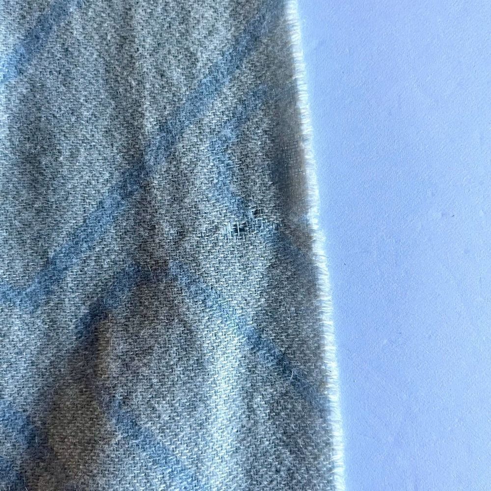 Coach Cashmere and Wool Logo Fringe Scarf Light Blue and Ivory Muffler Scarf - Picture 9 of 9